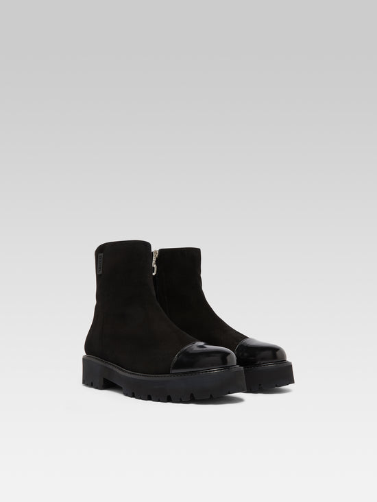 Carel Chouchou - Bottines Cuir Velours Et Cuir Glacé Noir