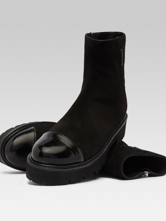 Carel Chouchou - Bottines Cuir Velours Et Cuir Glacé Noir