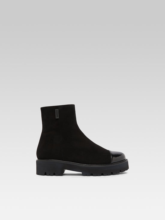 carel Chouchou - Bottines cuir velours et cuir glacé noir