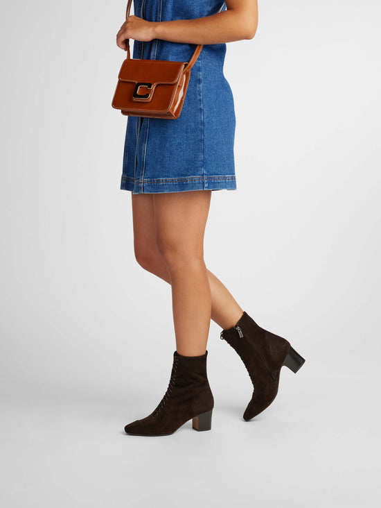 Carel Colette Bottines à Lacets Cuir Velours Marron