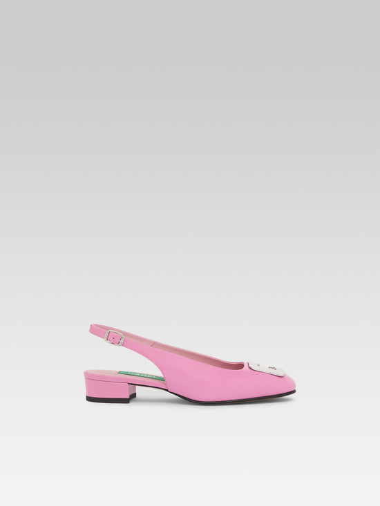 carel Coquelicot - Slingback cuir verni upcyclé rose bijou C