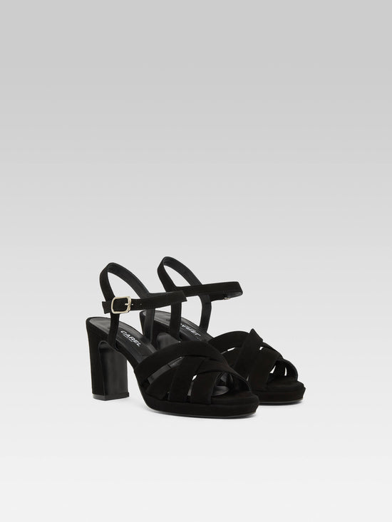 Carel Dancing - Sandales Cuir Velours Noir | Carel Paris