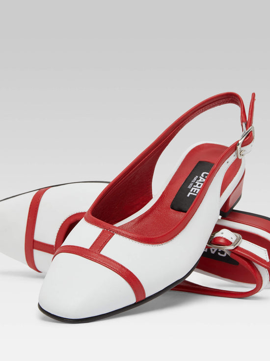 Carel Elisa - Ballerines Slingback Cuir Blanc Et Rouge