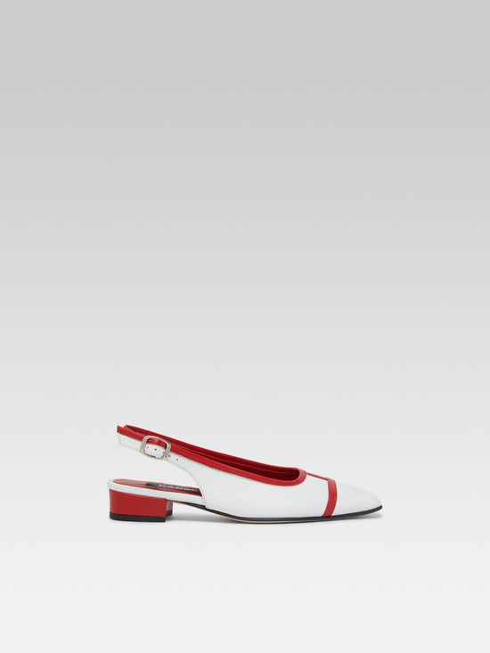 carel Elisa - Ballerines slingback cuir blanc et rouge carel Elisa - Ballerines slingback cuir blanc et rouge