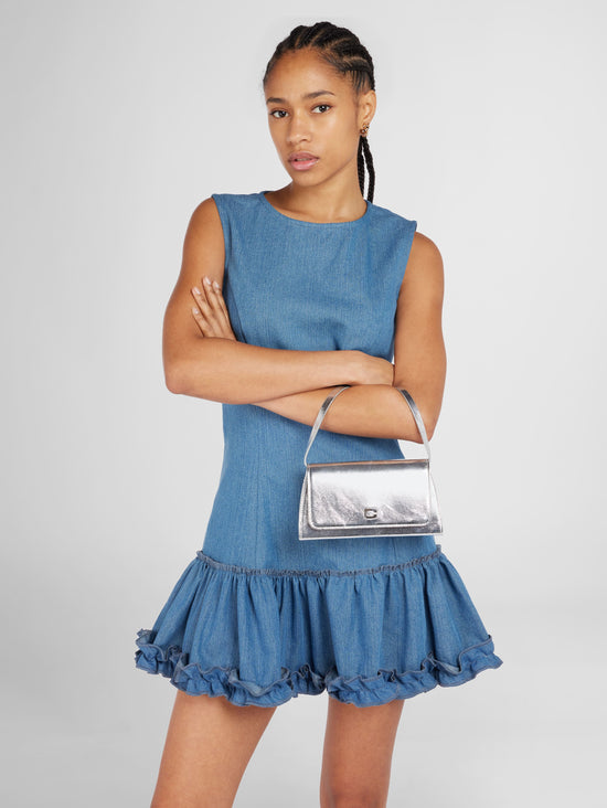 Carel Elysee - Sac épaule Cuir Laminé Argent Upcyclé – Carel Paris