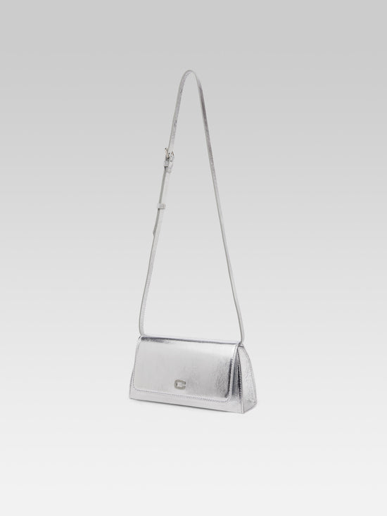 Carel Elysee - Sac épaule Cuir Laminé Argent Upcyclé – Carel Paris