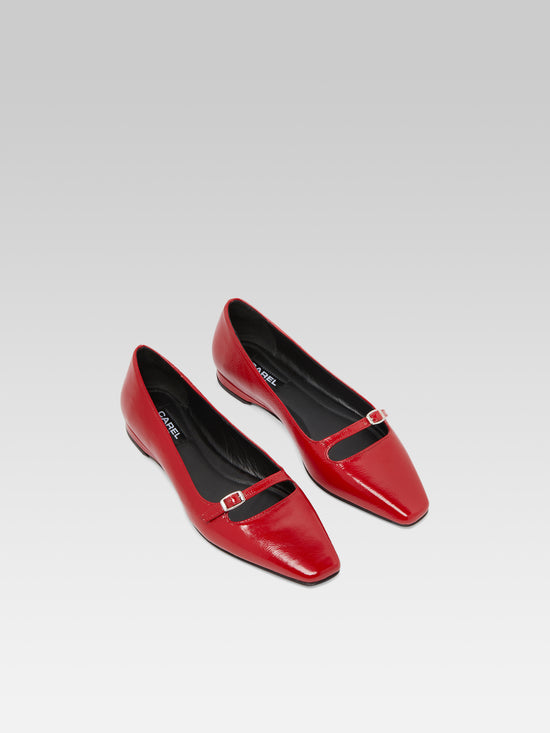 Carel Emilie - Ballerines Cuir Naplack Rouge | Carel Paris
