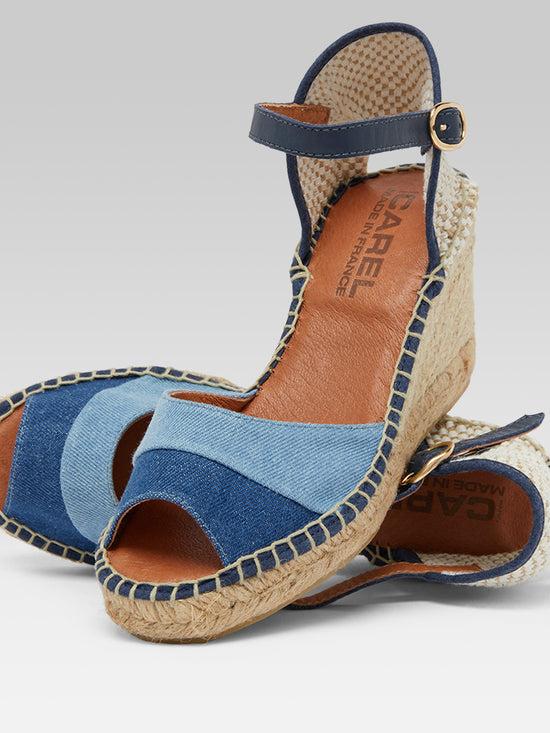 Carel Espelette - Espadrilles Compensées Tissu Bi Jeans