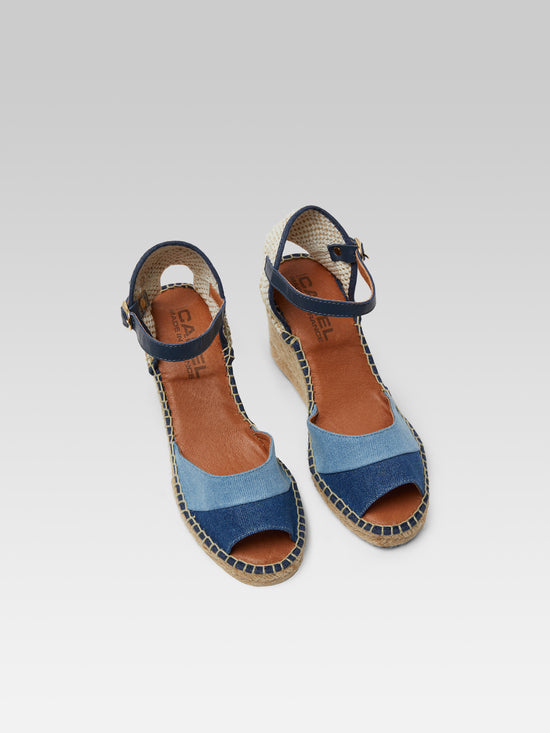 Carel Espelette - Espadrilles Compensées Tissu Bi Jeans