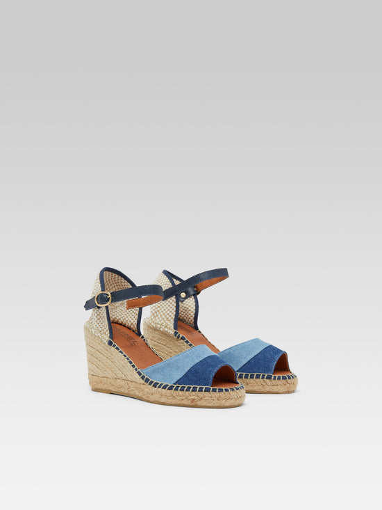 Carel Espelette - Espadrilles Compensées Tissu Bi Jeans