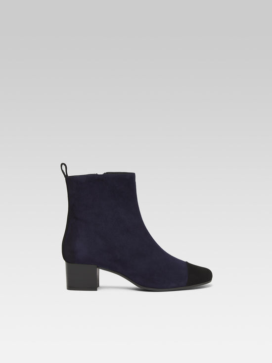 carel Estime - Bottines cuir velours bleu marine et noir