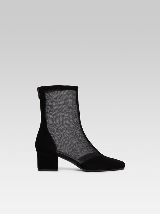 carel Estimenight - Bottines cuir velours et résille noir