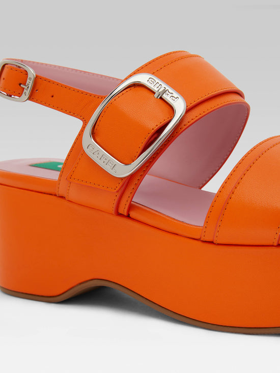 Carel Francine - Sandales à Plateforme Cuir Orange Upcyclé