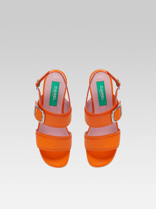 Carel Francine - Sandales à Plateforme Cuir Orange Upcyclé