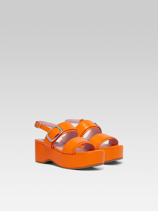 Carel Francine - Sandales à Plateforme Cuir Orange Upcyclé