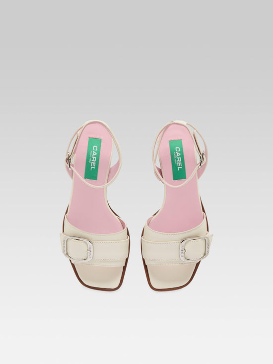 Carel Francoise - Sandales Plates Cuir Upcyclé Ivoire