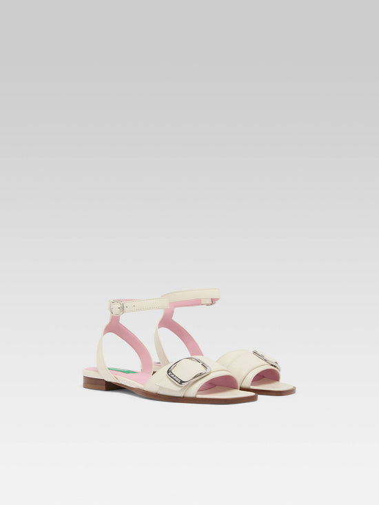 Carel Francoise - Sandales Plates Cuir Upcyclé Ivoire