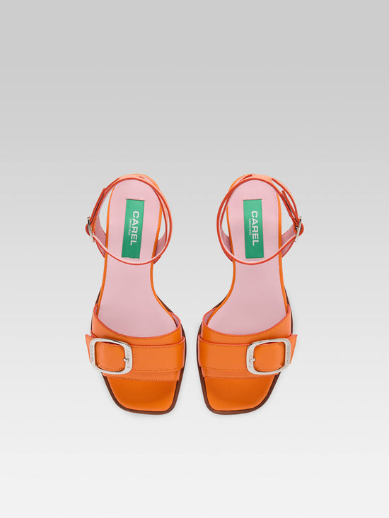 Carel Francoise - Sandales Plates Cuir Upcyclé Orange