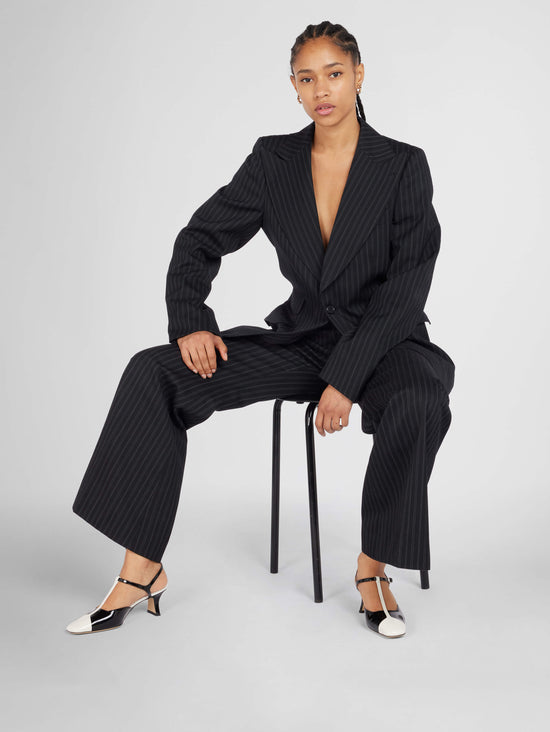 Carel Isadora - Sandales à Talons Cuir Verni Noir Et Blanc