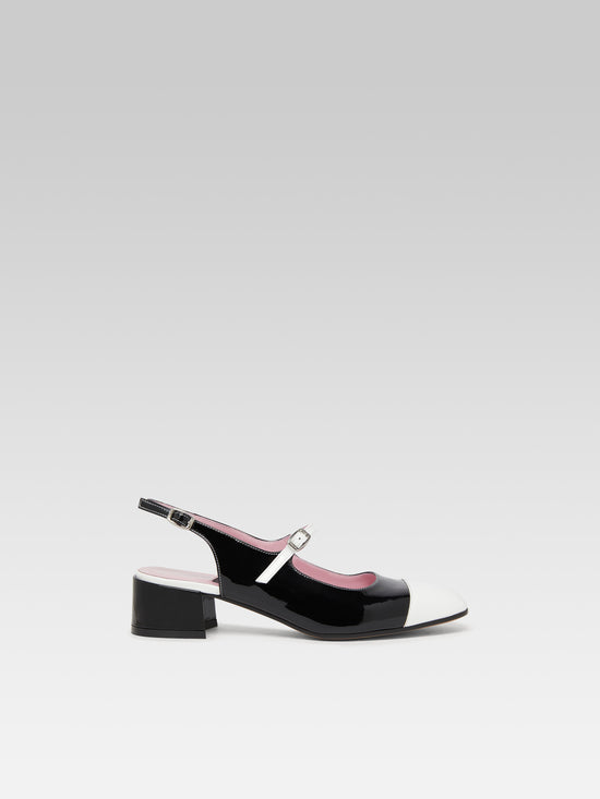 carel Ischia - Babies slingback cuir verni noir et blanc carel Ischia - Babies slingback cuir verni noir et blanc