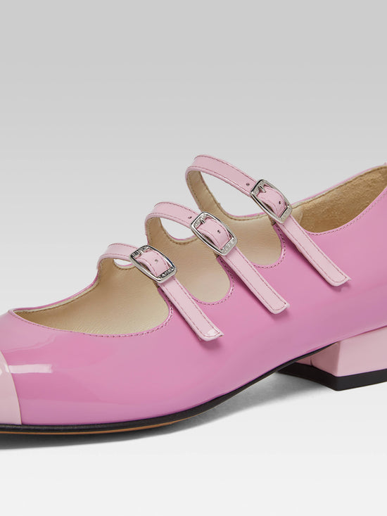 Carel Julia - Ballerines Babies Cuir Verni Bi-rose Upcyclé