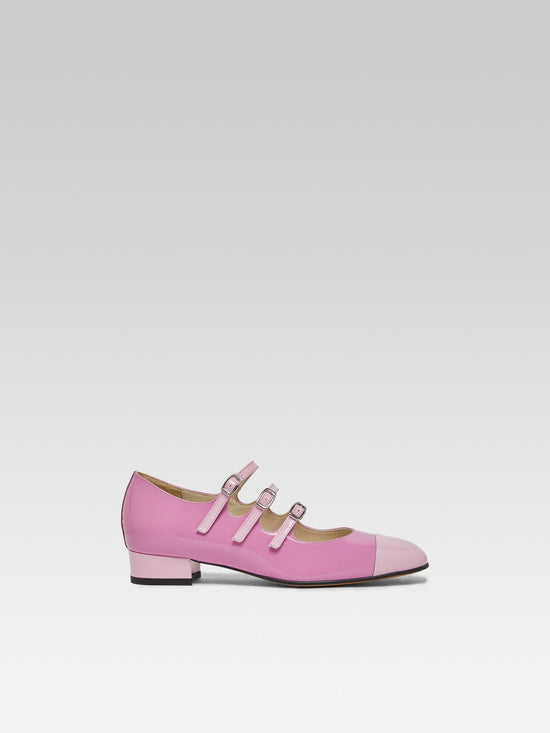 carel Julia - Ballerines babies cuir verni bi-rose upcyclé