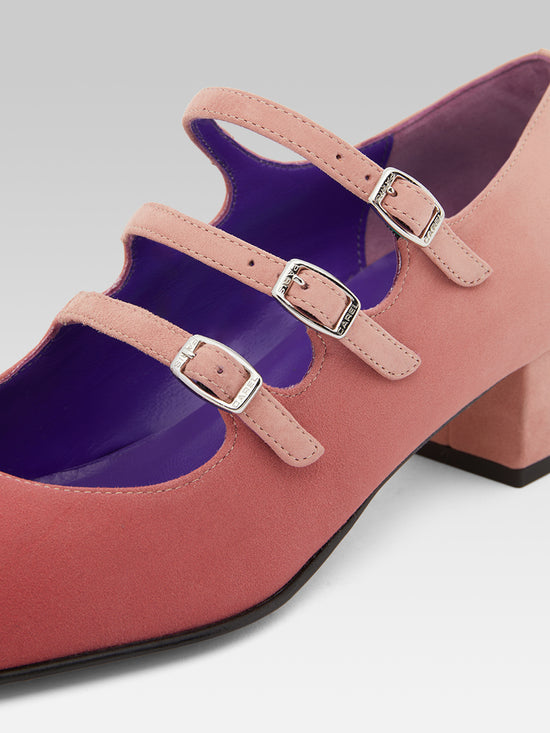 Carel Kina - Escarpins Babies Cuir Velours Upcyclé Tie & Dye Rose