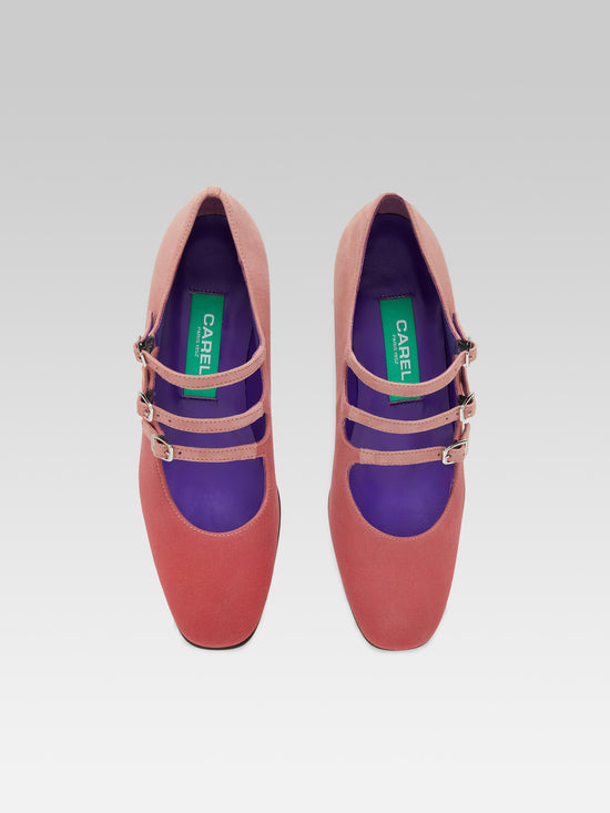 Carel Kina - Escarpins Babies Cuir Velours Upcyclé Tie & Dye Rose