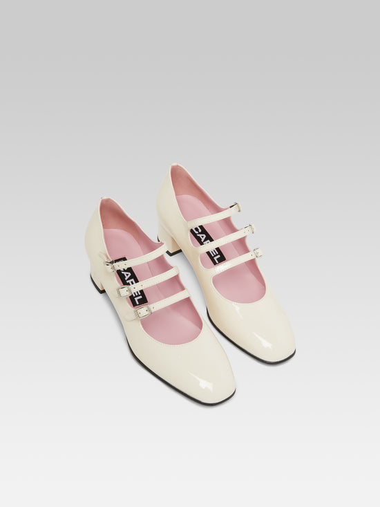 Carel Kina - Escarpins Babies Cuir Verni Upcyclé Ivoire