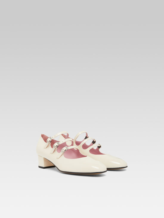 Carel Kina - Escarpins Babies Cuir Verni Upcyclé Ivoire
