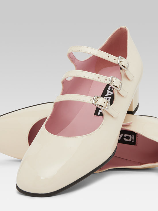 Carel Kina - Escarpins Babies Cuir Verni Upcyclé Ivoire