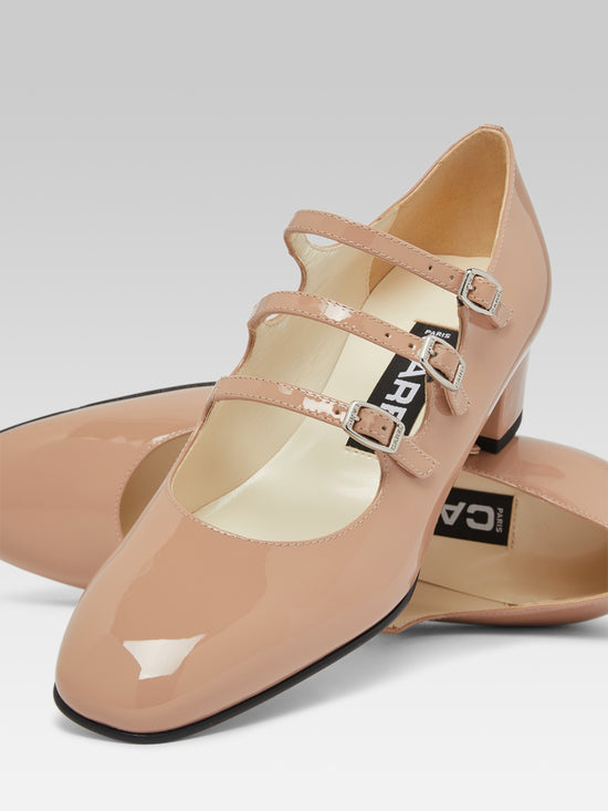 Carel KINA Escarpins Babies Cuir Verni Upcyclé Taupe