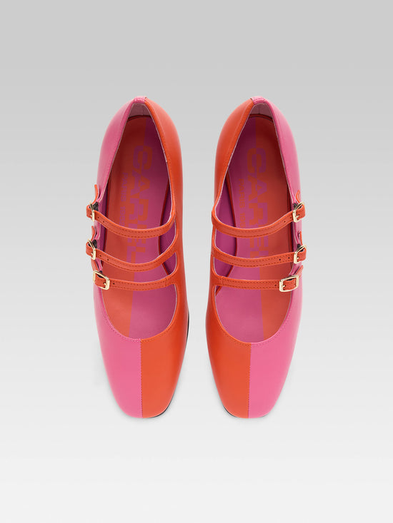 Carel Kina Half - Escarpins Babies Bicolore Cuir Rose Et Orange