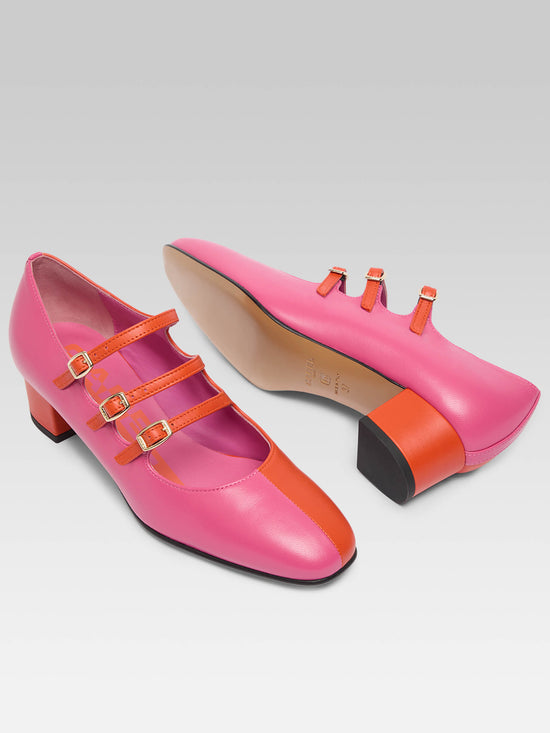 Carel Kina Half - Escarpins Babies Bicolore Cuir Rose Et Orange