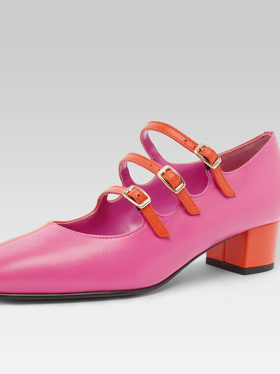 Carel Kina Half - Escarpins Babies Bicolore Cuir Rose Et Orange