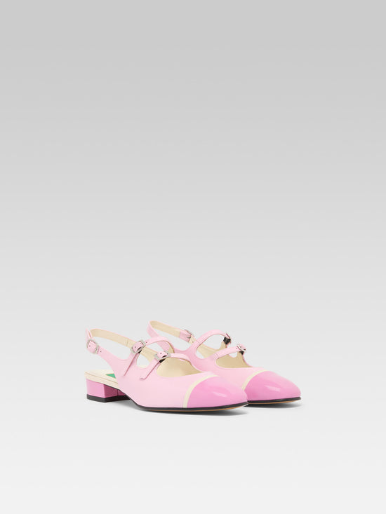 Carel Litchy - Babies Slingback Cuir Verni Upcyclé Bi-rose