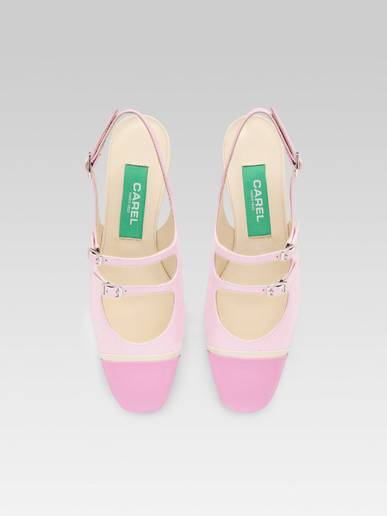 Carel Litchy - Babies Slingback Cuir Verni Upcyclé Bi-rose