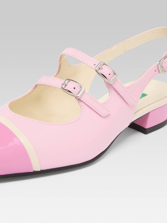 Carel Litchy - Babies Slingback Cuir Verni Upcyclé Bi-rose