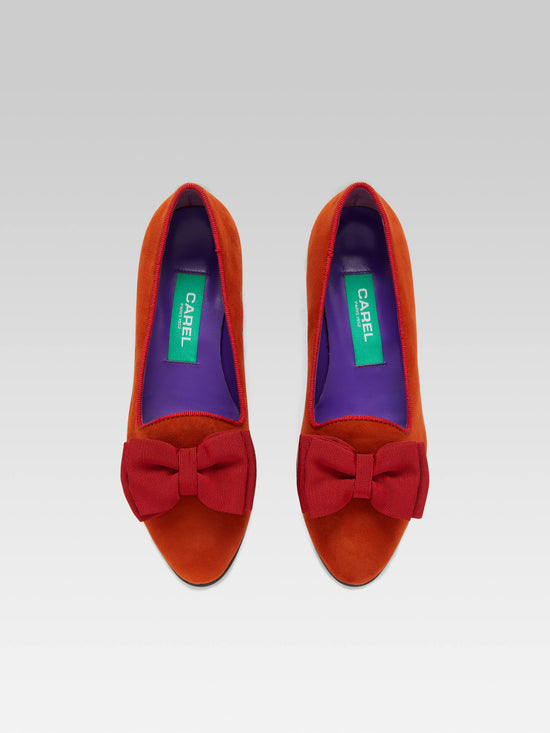 Carel Marquis - Ballerines à Noeud Cuir Velours Upcyclé Ocre