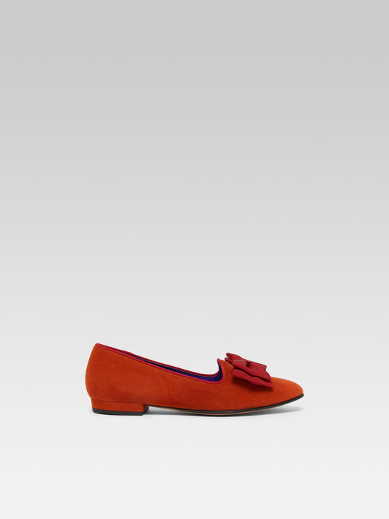 carel Marquis - Ballerines à noeud cuir velours upcyclé ocre