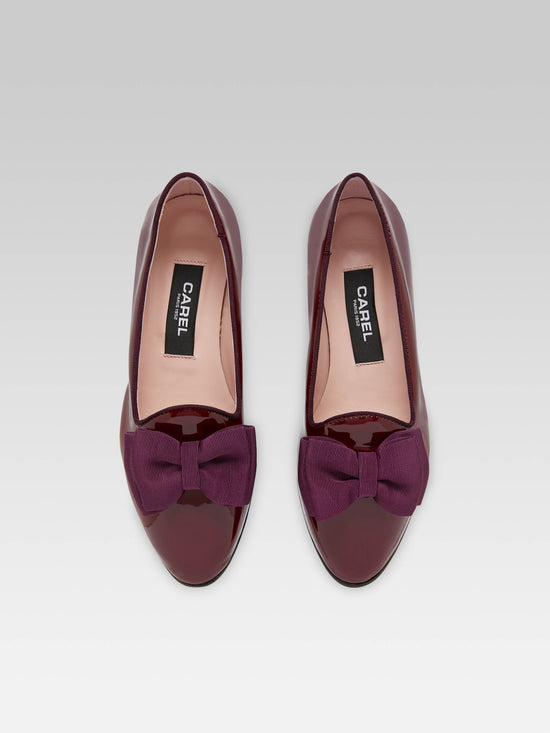 Carel Marquis - Ballerines à Noeud Cuir Verni Bordeaux