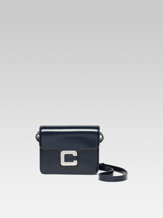 carel Mini Sorbonne - Sac à bandoulière cuir glacé bleu marine