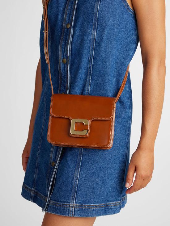 Carel Mini Sorbonne - Sac à Bandoulière Cuir Glacé Cognac