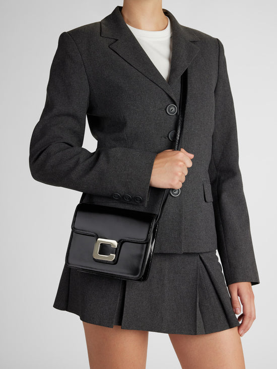 Carel Mini Sorbonne - Sac à Bandoulière Cuir Glacé Noir