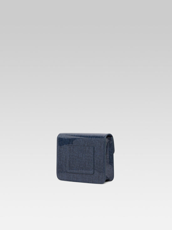 Carel Mini Sorbonne - Sac à Bandoulière Cuir Verni Upcyclé Bleu Jean