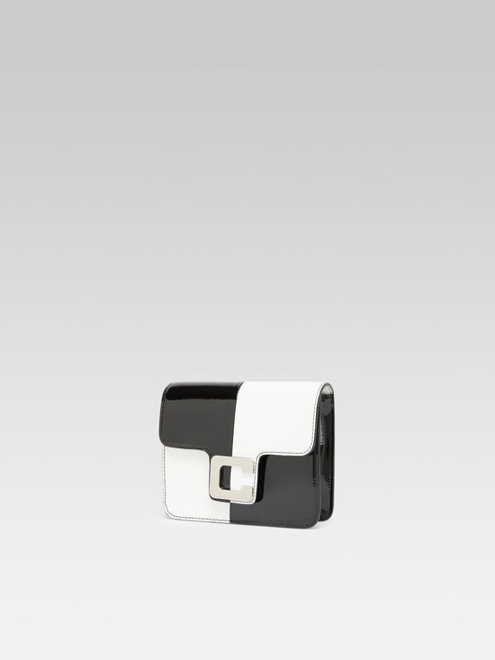 Carel Mini Sorbonne - Sac Cuir Verni Damier Noir Et Blanc