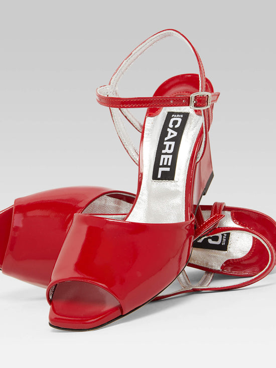Carel Nadine - Sandales à Talons Compensés Cuir Verni Rouge
