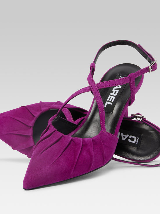 Carel Neri - Escarpins Slingback Cuir Velours Upcyclé Violet