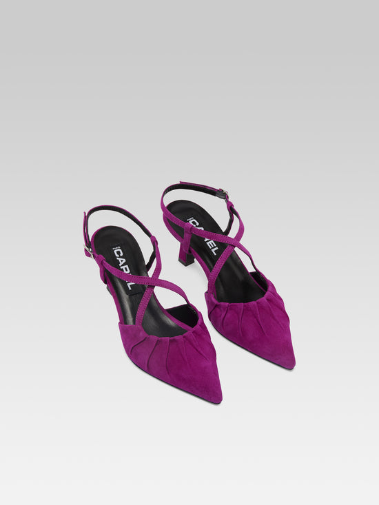 Carel Neri - Escarpins Slingback Cuir Velours Upcyclé Violet