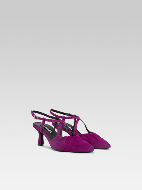Carel Neri - Escarpins Slingback Cuir Velours Upcyclé Violet